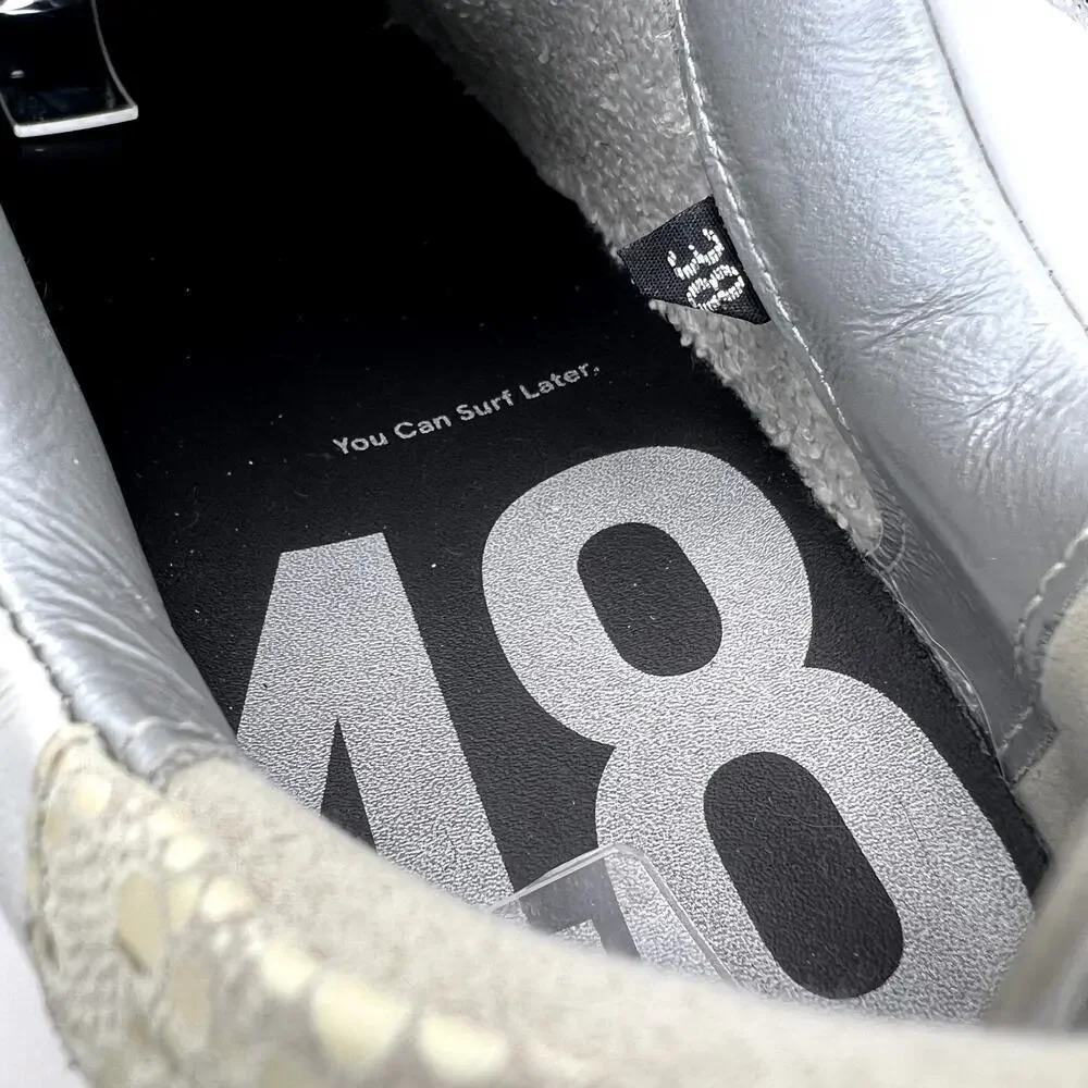 P448 John Sneaker White Leather Perforated Logo Gray Suede Lace Up 38